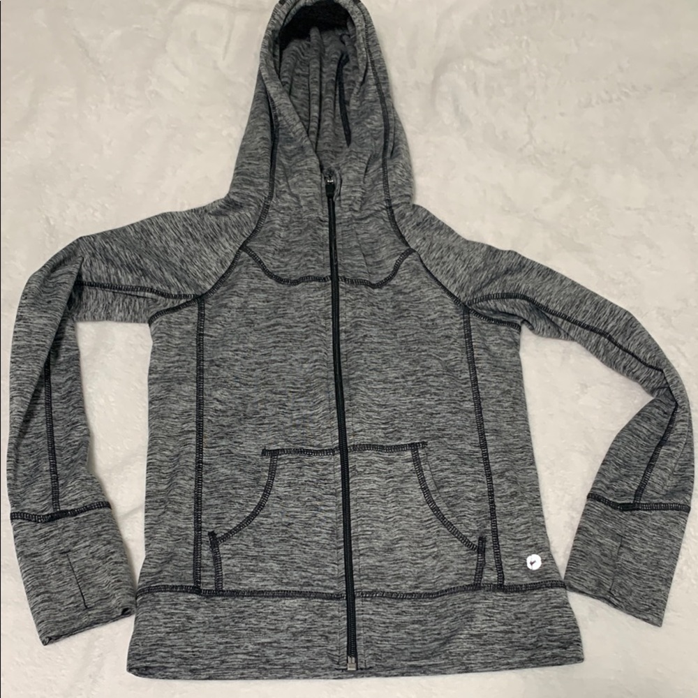 90 Degree By Reflex Girls' Black and Gray Full Zip Top